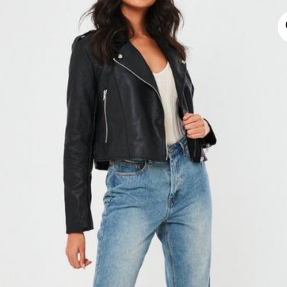 Faux leather biker jacket